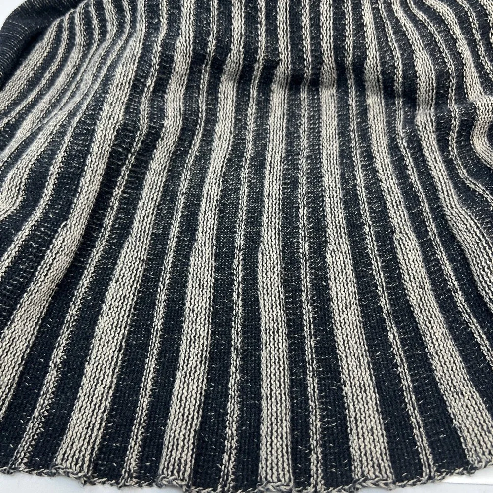 Fever Open-Knit Long‎ Duster Cardigan Long Sleeve Black Cream Sweater Size XS